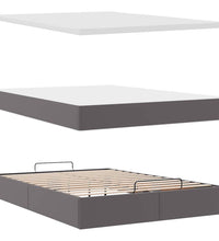 Ottoman-Bett mit Matratze & LEDs Grau 140x200 cm Kunstleder