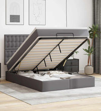 Ottoman-Bett mit Matratze & LEDs Grau 140x200 cm Kunstleder