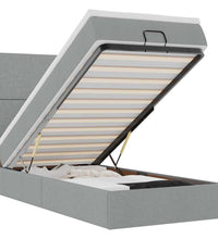 Ottomane Bett mit Matratze & LEDs Hellgrau 80x200 cm Stoff