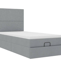 Ottomane Bett mit Matratze & LEDs Hellgrau 80x200 cm Stoff