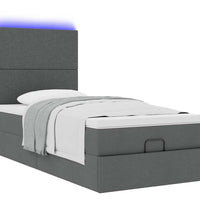 Ottomane Bett mit Matratze & LEDs Dunkelgrau 80x200 cm Stoff