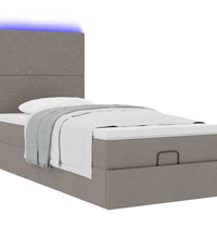 Ottoman-Bett mit Matratze & LEDs Taupe 80x200 cm Stoff