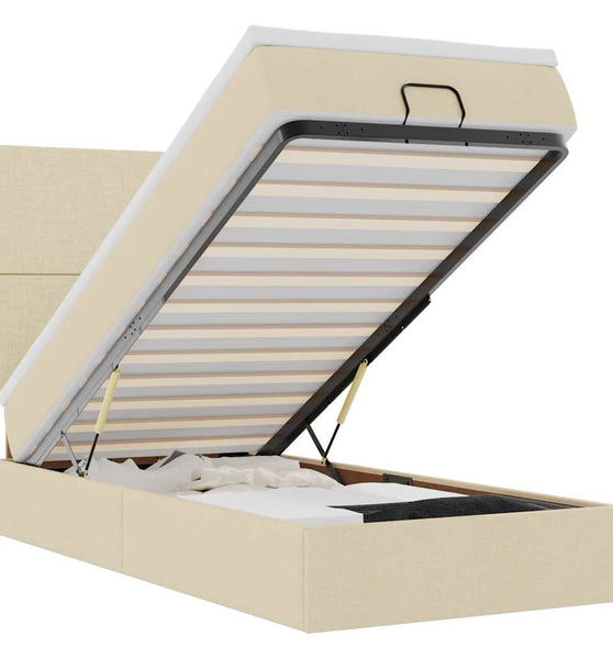Ottoman-Bett mit Matratze & LEDs Creme 80x200 cm Stoff