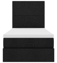 Ottoman-Bett mit Matratze & LEDs Schwarz 90x190 cm Stoff