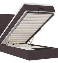 Ottoman-Bett mit Matratze & LEDs Dunkelbraun 90x190 cm Stoff