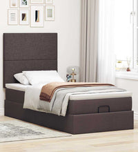 Ottoman-Bett mit Matratze & LEDs Dunkelbraun 90x190 cm Stoff