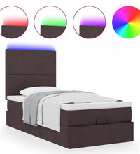 Ottoman-Bett mit Matratze & LEDs Dunkelbraun 90x190 cm Stoff