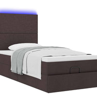 Ottoman-Bett mit Matratze & LEDs Dunkelbraun 90x190 cm Stoff