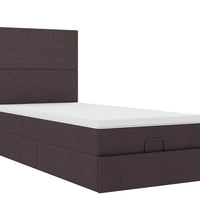 Ottoman-Bett mit Matratze & LEDs Dunkelbraun 90x190 cm Stoff