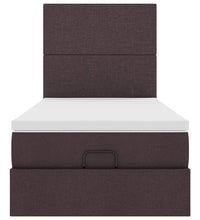 Ottoman-Bett mit Matratze & LEDs Dunkelbraun 90x190 cm Stoff