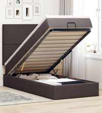 Ottoman-Bett mit Matratze & LEDs Dunkelbraun 90x190 cm Stoff