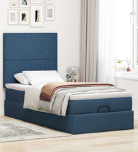 Ottoman-Bett mit Matratze & LEDs Blau 90x190 cm Stoff