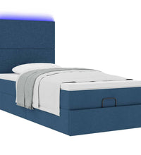 Ottoman-Bett mit Matratze & LEDs Blau 90x190 cm Stoff