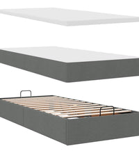 Ottomane Bett mit Matratze & LEDs Dunkelgrau 90x200 cm Stoff
