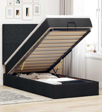 Ottoman-Bett mit Matratze & LEDs Schwarz 90x200 cm Stoff