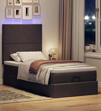 Ottomane Bett mit Matratze & LEDs Dunkelbraun 90x200 cm Stoff