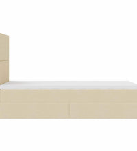 Ottomane Bett mit Matratze & LEDs Creme 90x200 cm Stoff