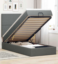 Ottoman-Bett mit Matratze & LEDs Dunkelgrau 100x200 cm Stoff