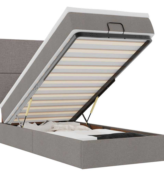 Ottoman-Bett mit Matratze & LEDs Taupe 100x200 cm Stoff