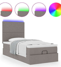 Ottoman-Bett mit Matratze & LEDs Taupe 100x200 cm Stoff