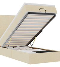 Ottoman-Bett mit Matratze & LEDs Creme 100x200 cm Stoff
