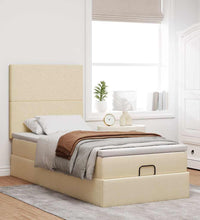 Ottoman-Bett mit Matratze & LEDs Creme 100x200 cm Stoff