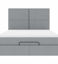 Ottoman-Bett mit Matratze & LEDs Hellgrau 140x200 cm Stoff