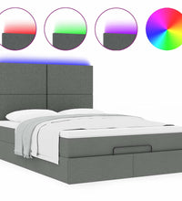 Ottoman-Bett mit Matratze & LEDs Dunkelgrau 140x200 cm Stoff