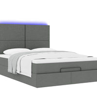 Ottoman-Bett mit Matratze & LEDs Dunkelgrau 140x200 cm Stoff
