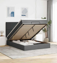 Ottoman-Bett mit Matratze & LEDs Dunkelgrau 140x200 cm Stoff