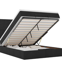 Ottoman-Bett mit Matratze & LEDs Schwarz 140x200 cm Stoff