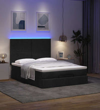 Ottoman-Bett mit Matratze & LEDs Schwarz 140x200 cm Stoff