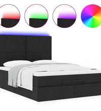 Ottoman-Bett mit Matratze & LEDs Schwarz 140x200 cm Stoff