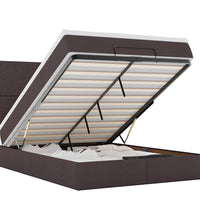 Ottoman-Bett mit Matratze & LEDs Dunkelbraun 140x200 cm Stoff