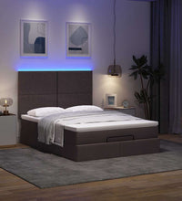 Ottoman-Bett mit Matratze & LEDs Dunkelbraun 140x200 cm Stoff