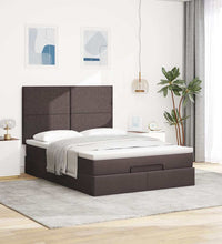 Ottoman-Bett mit Matratze & LEDs Dunkelbraun 140x200 cm Stoff