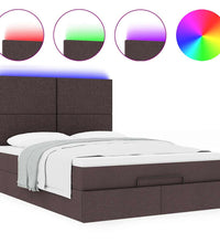 Ottoman-Bett mit Matratze & LEDs Dunkelbraun 140x200 cm Stoff