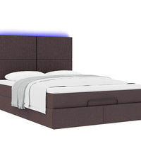 Ottoman-Bett mit Matratze & LEDs Dunkelbraun 140x200 cm Stoff