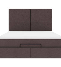 Ottoman-Bett mit Matratze & LEDs Dunkelbraun 140x200 cm Stoff