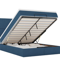 Ottoman-Bett mit Matratze & LEDs Blau 140x200 cm Stoff
