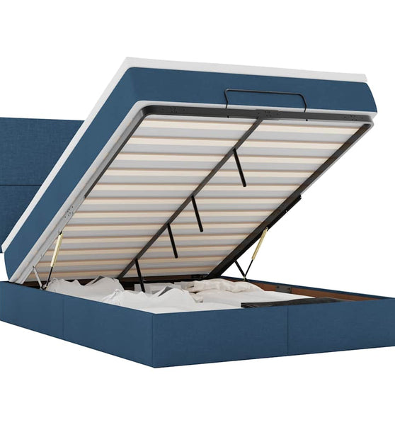 Ottoman-Bett mit Matratze & LEDs Blau 140x200 cm Stoff