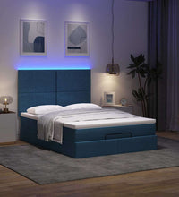 Ottoman-Bett mit Matratze & LEDs Blau 140x200 cm Stoff