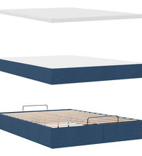 Ottoman-Bett mit Matratze & LEDs Blau 140x200 cm Stoff