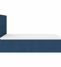 Ottoman-Bett mit Matratze & LEDs Blau 140x200 cm Stoff