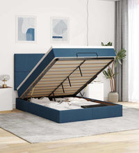 Ottoman-Bett mit Matratze & LEDs Blau 140x200 cm Stoff