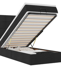 Ottomane Bett mit Matratze & LEDs Schwarz 80x200 cm Stoff