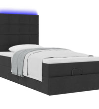 Ottomane Bett mit Matratze & LEDs Schwarz 80x200 cm Stoff