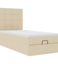 Ottoman-Bett mit Matratze & LEDs Creme 80x200 cm Stoff