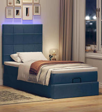 Ottoman-Bett mit Matratze & LEDs Blau 80x200 cm Stoff