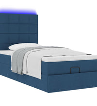 Ottoman-Bett mit Matratze & LEDs Blau 80x200 cm Stoff